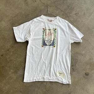 Vintage 90s "Life Is What We Make It" White Graphic Tee L/M